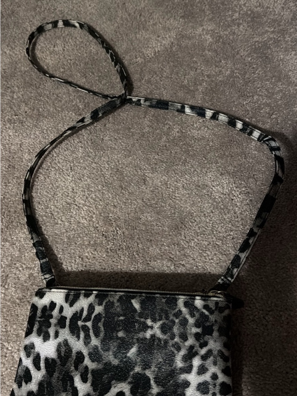 Animal Print Crossbody Bag - Black & White Leopard